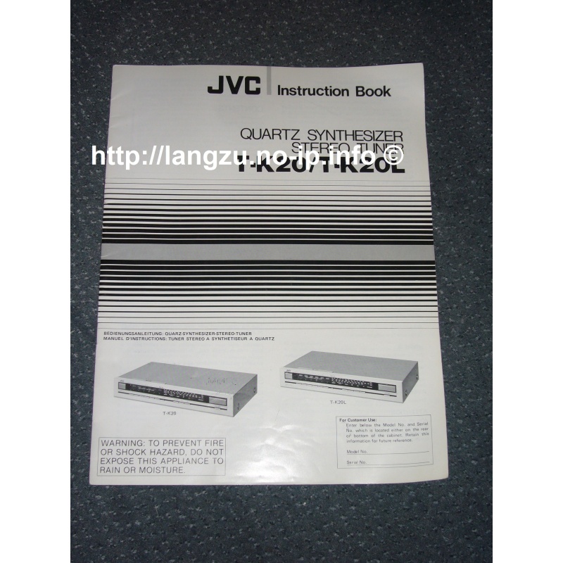 JVC Bedienungsanleitung Stereo Tuner T-K20/T-K20L Original