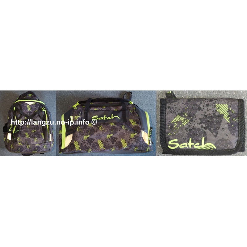Satch Schulrucksack + Sporttasche schwarz/grün/neo